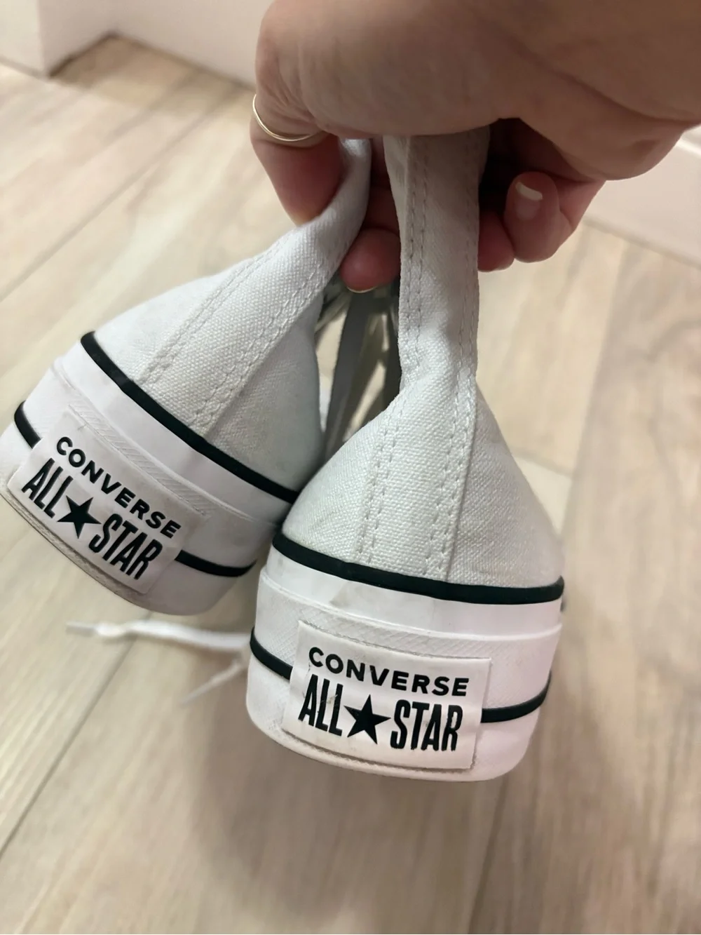 Converse High Top Platform Sneakers - White with Black Trim